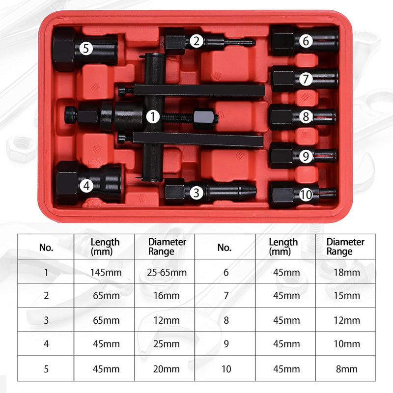 ⏳Time-Limited Special⏰10 PCS Motorcycle Bearing Puller Tool Kit – Heavy Duty & Portable – Mechanic Essential 🏍️