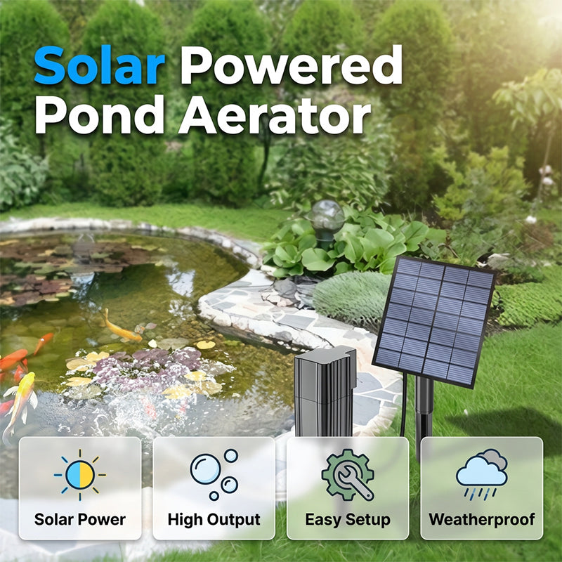 Solar Pond Aerator – Sun‑powered, no wiring. Boosts oxygen for fish & plants. Clean water, happy pond! 🌿✨