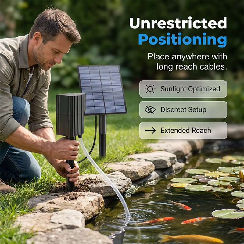 Solar Pond Aerator – Sun‑powered, no wiring. Boosts oxygen for fish & plants. Clean water, happy pond! 🌿✨
