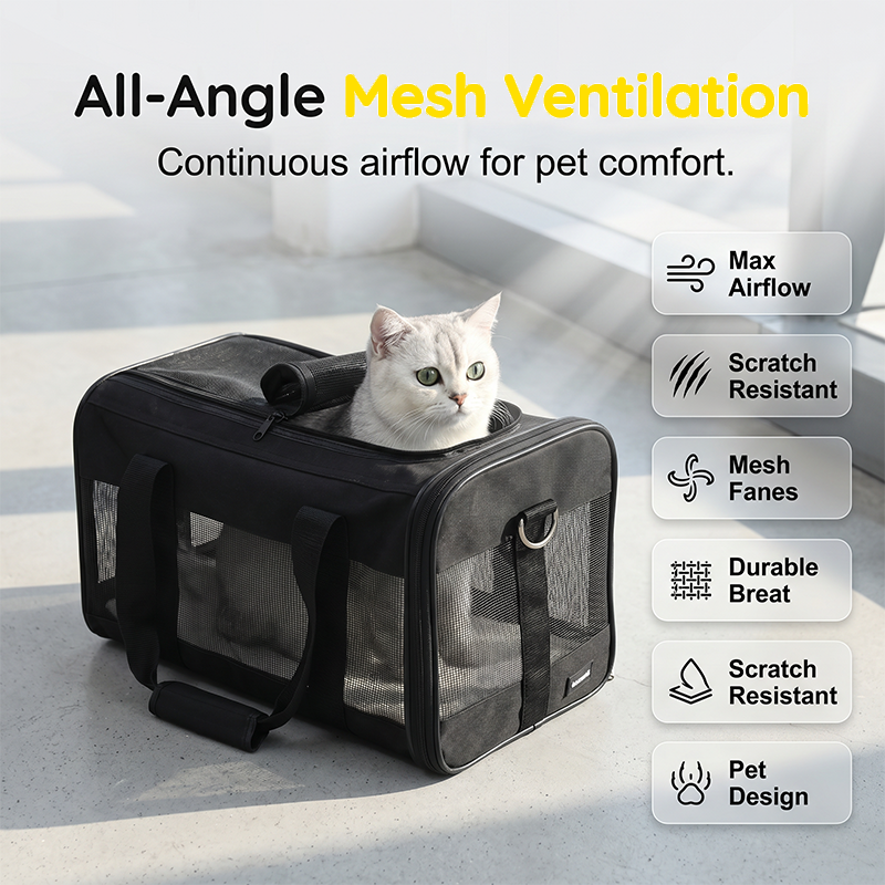 Breathable Pet Carrier Bag with Detachable Shoulder Strap