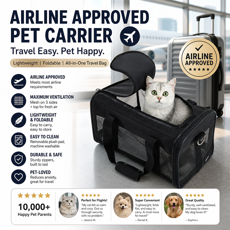 Breathable Pet Carrier Bag with Detachable Shoulder Strap