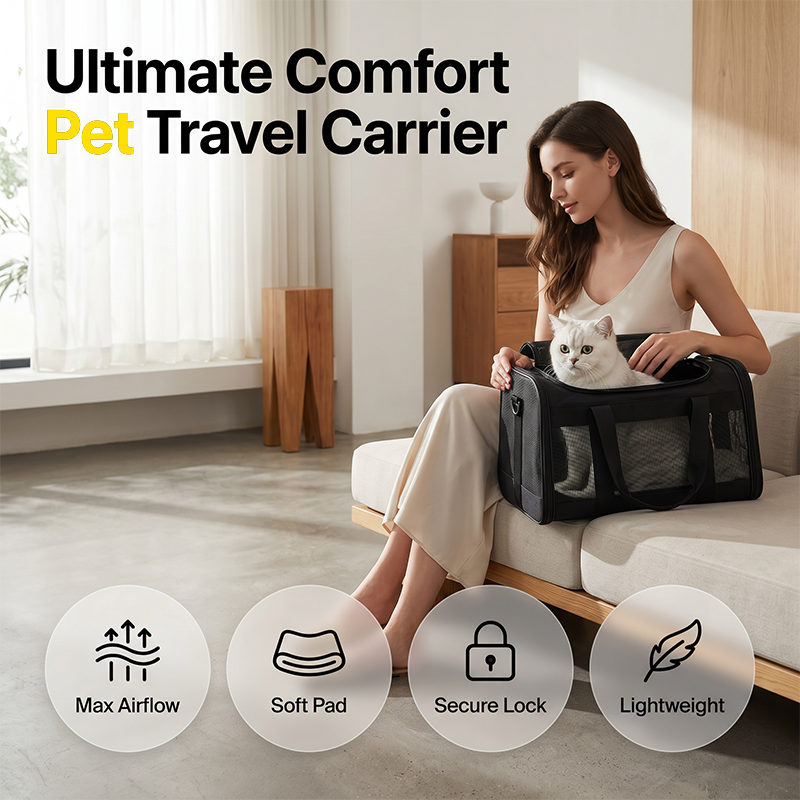 Breathable Pet Carrier Bag with Detachable Shoulder Strap