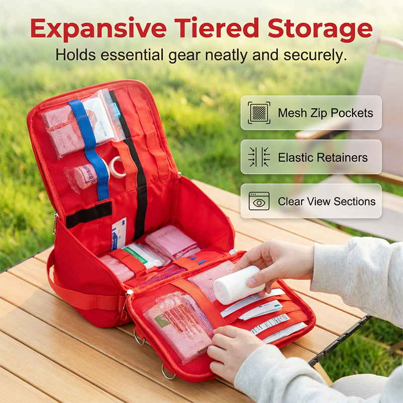 🧰 Emergency Medical Organizer Bag Durable Oxford Fabric Modular Fold-Out Layout ⚡ Tactical Straps Rapid Rip-Away Access 50% OFF Today