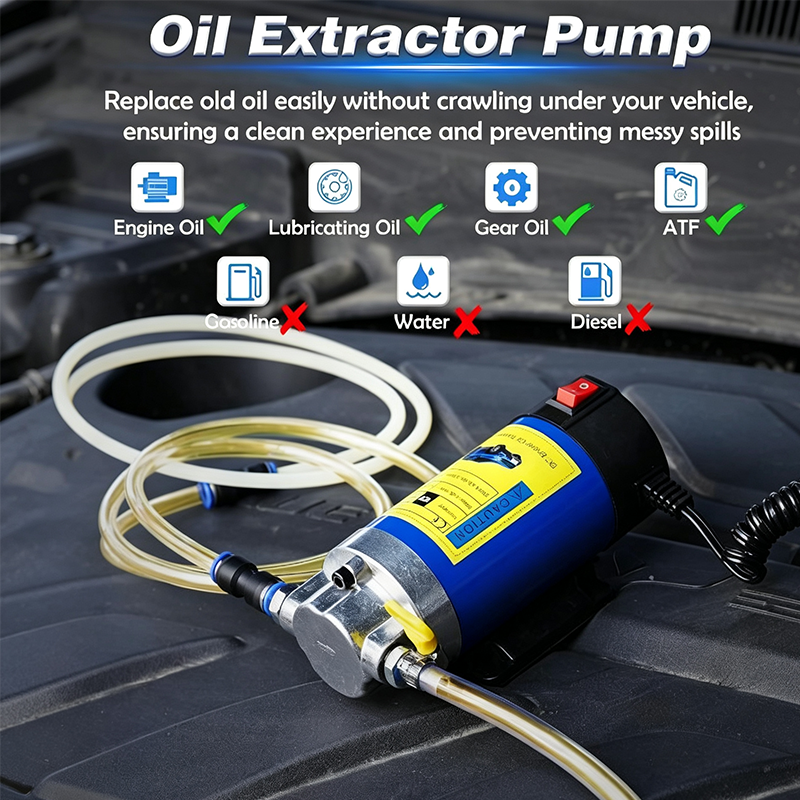 🚗50% OFF NOW! Portable Engine Oil Transfer Pump – 12V Electric Oil Extractor Pump, Quick Fluid Suction & Discharge for Engine Oil, Lubricating Oil, Gear Oil & ATF, Car Oil Change Tool No Need to Crawl Under Vehicle