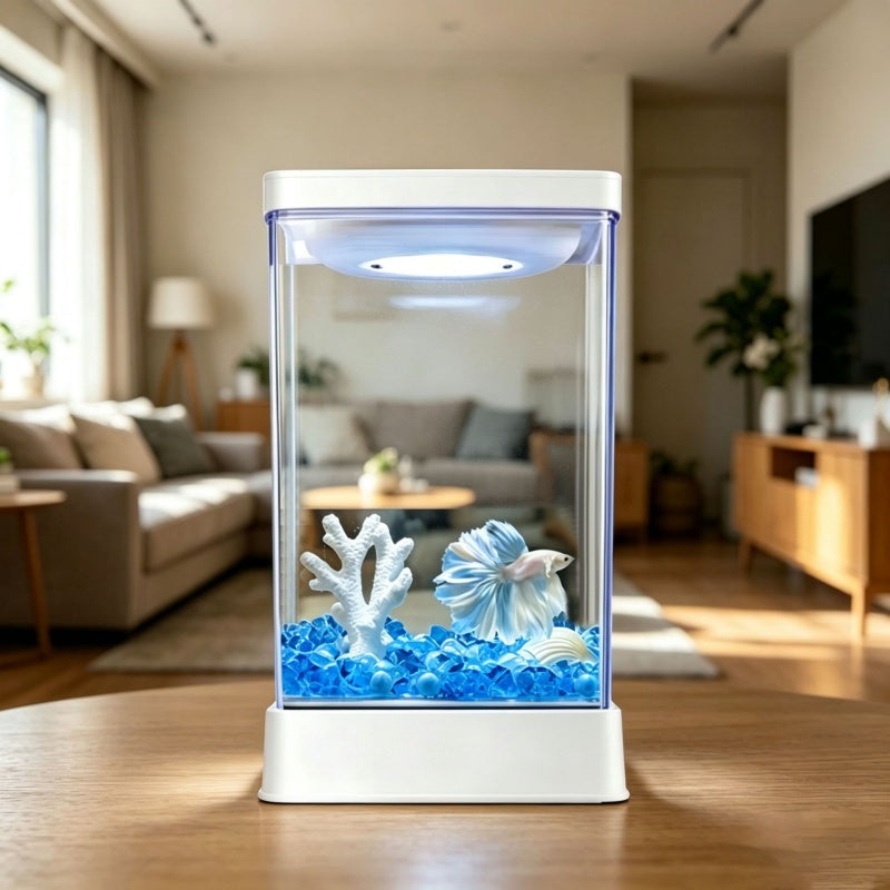 Betta Fish Tank with 7-Color LED Light