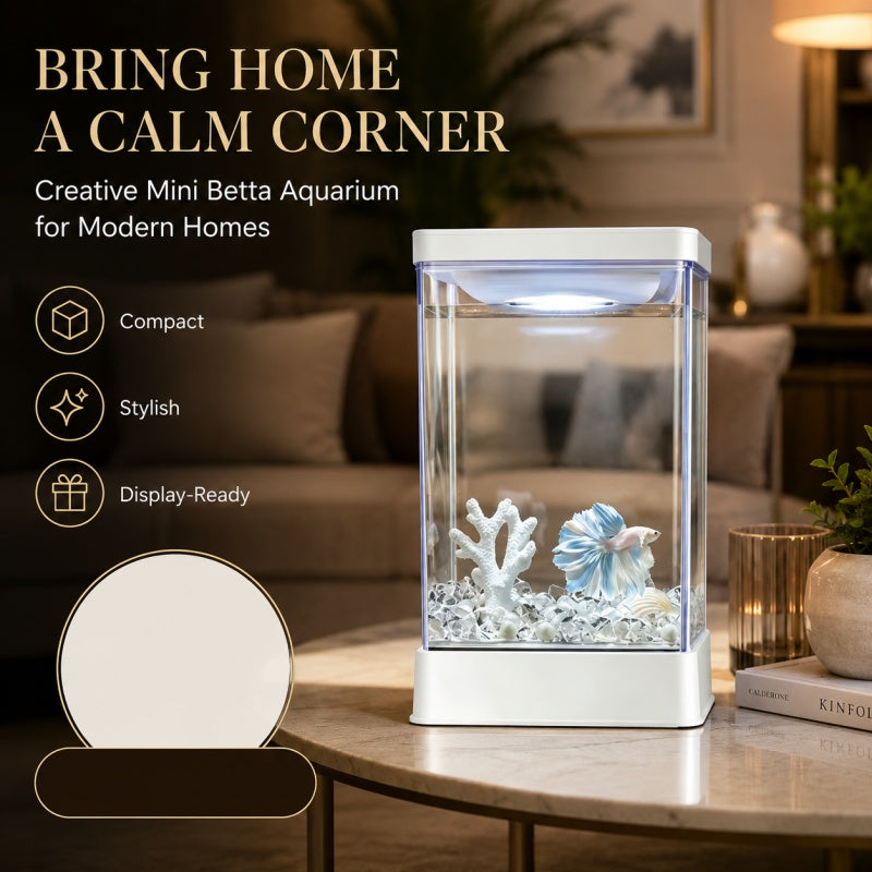 Betta Fish Tank with 7-Color LED Light