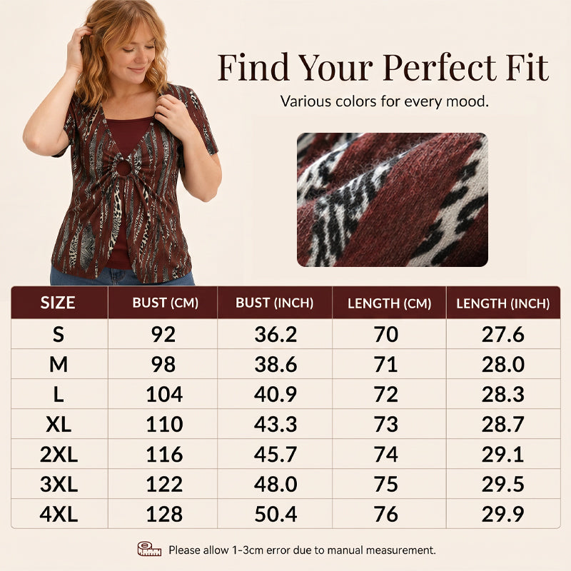 Women's Leopard Print O-Ring Faux Two-Piece T-Shirt