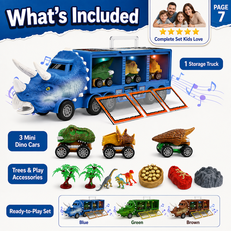 Interactive Dinosaur Transporter Toy Truck