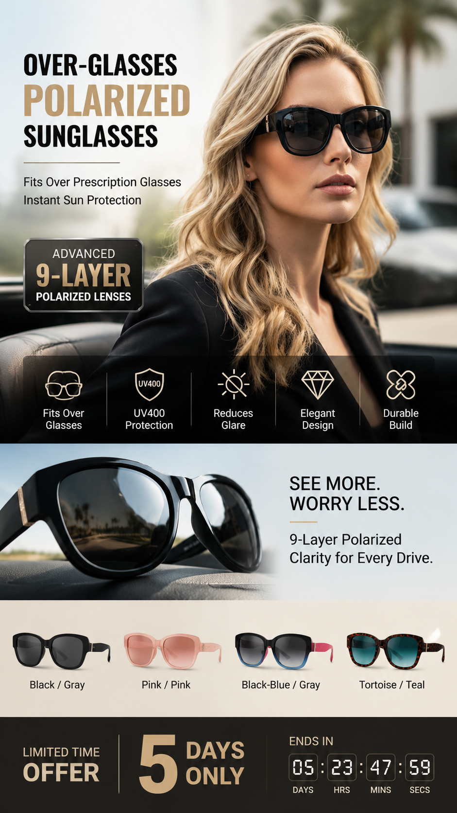 🔥 50% OFF · Large Sunglasses to Wear Over Glasses for Women ✨